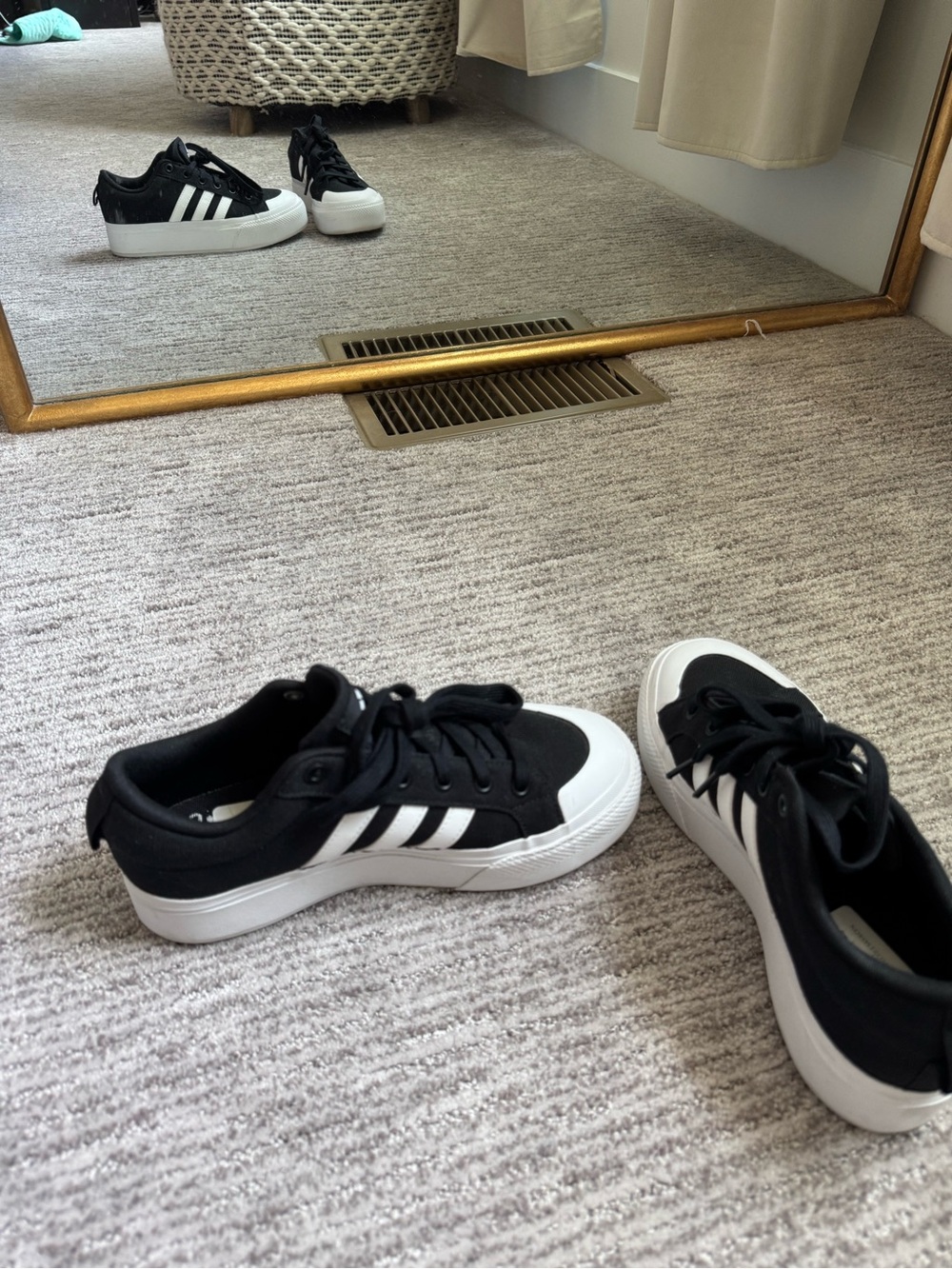 adidas Black and White Platform Lace-Up Sneakers - Picture 7 of 8